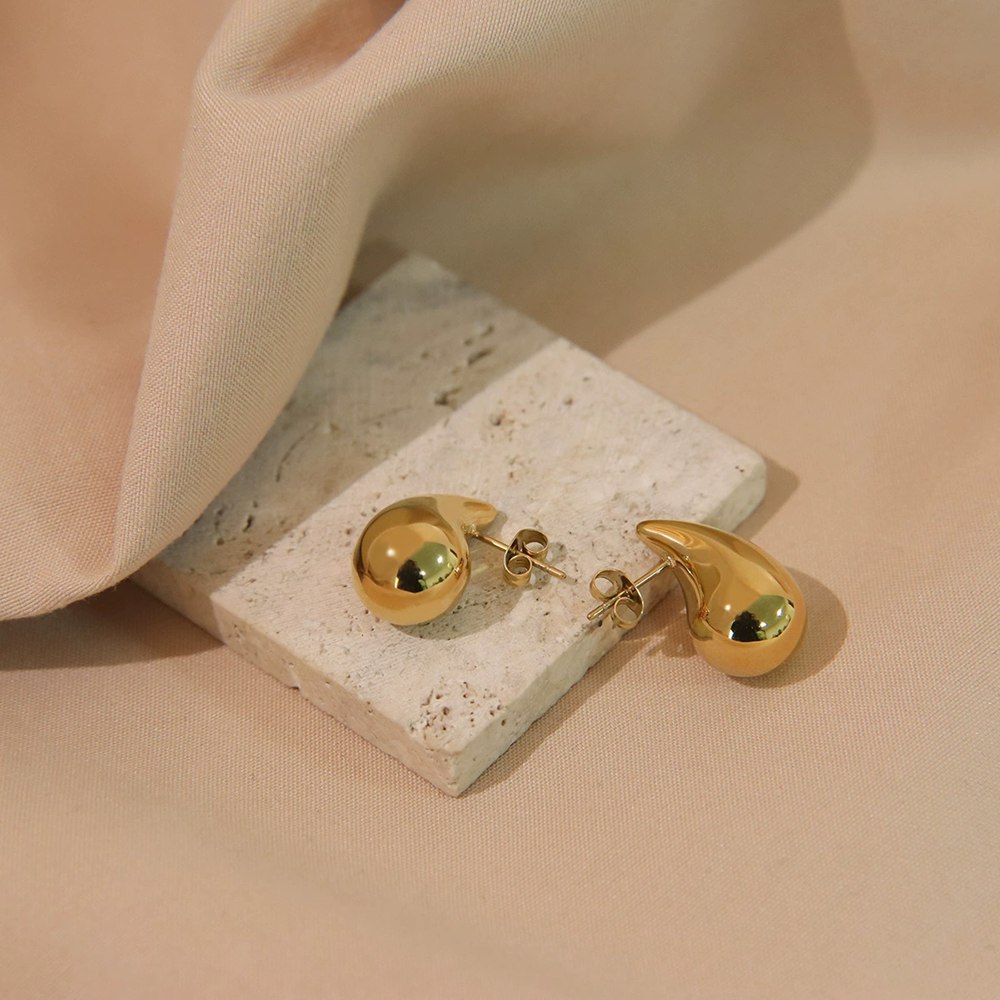 Stainless Steel Hollow Teardrop Earrings